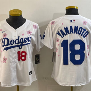 Women's Los Angeles Dodgers #18 Yoshinobu Yamamoto White 2025 Tokyo Series Limited Stitched Baseball Jersey(Run Small)