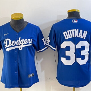 Women's Los Angeles Dodgers #33 James Outman Royal Cool Base Stitched Baseball Jersey(Run Small)