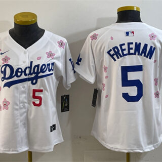Women's Los Angeles Dodgers #5 Freddie Freeman White 2025 Tokyo Series Limited Stitched Baseball Jersey(Run Small)