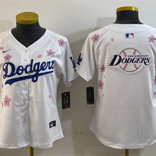 Women's Los Angeles Dodgers Team Big Logo White 2025 Tokyo Series Limited Stitched Baseball Jersey(Run Small)