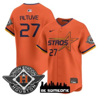 Youth Houston Astros #27 Jose Altuve Orange 2025 City Connect Limited Stitched Baseball Jersey