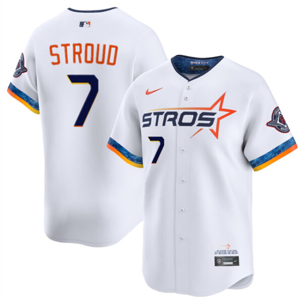 Youth Houston Astros #7 C.J. Stroud White 2025 City Connect Limited Stitched Baseball Jersey