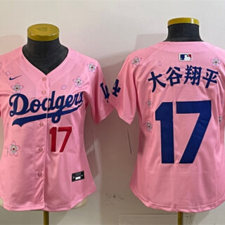 Youth Los Angeles Dodgers #17 大谷翔平 Pink 2025 Tokyo Series Limited Stitched Baseball Jersey