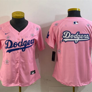 Youth Los Angeles Dodgers Team Big Logo Pink 2025 Tokyo Series Limited Stitched Baseball Jersey
