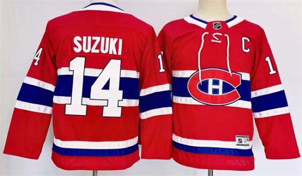 Youth Montreal Canadiens #14 Nick Suzuki Red 2024-25 Stitched Jersey