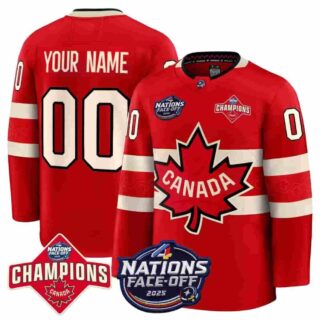 Custom Canada 4 Nations Face-Off 2025 Champions Premium red All Stitched Jersey