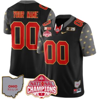 Custom Ohio State Buckeyes 2024 National Champions Limited Gold Jersey N1 Black