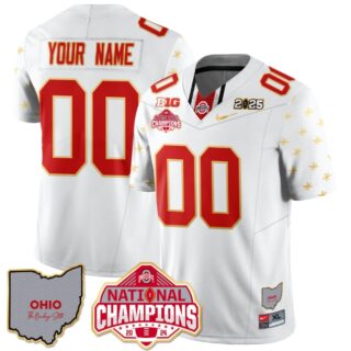Custom Ohio State Buckeyes 2024 National Champions Limited Gold Jersey N1 White Limited