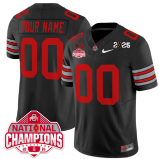 Custom Ohio State Buckeyes 'Heritage Stripe' 2025 CFP Patch National Champions Jersey Black