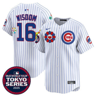 Men's Chicago Cubs #16 Patrick Wisdom White 2025 Tokyo Series Limited Stitched Baseball Jersey