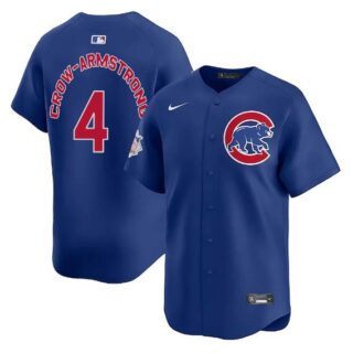 Men's Chicago Cubs #4 Pete Crow-Armstrong Royal Limited Stitched Baseball Jersey