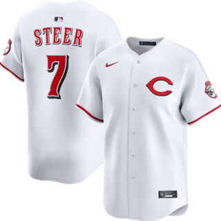 Men's Cincinnati Reds #7 Spencer Steer White 2025 Home Limited Stitched Baseball Jersey