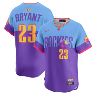 Men's Colorado Rockies #23 Kris Bryant Purple Light Blue 2025 City Connect Limited Stitched Baseball Jersey
