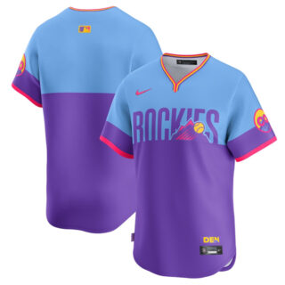 Men's Colorado Rockies Blank Purple Light Blue 2025 City Connect Limited Stitched Baseball Jersey