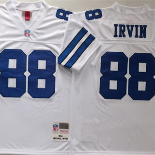 Men's Dallas Cowboys #88 Michael Irvin White Throwback Stitched Football Jersey
