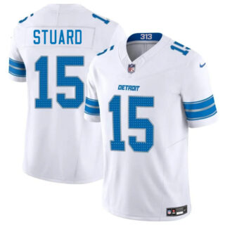 Men's Detroit Lions #15 Grant Stuard White 2025 F.U.S.E. Vapor Limited Stitched Jersey