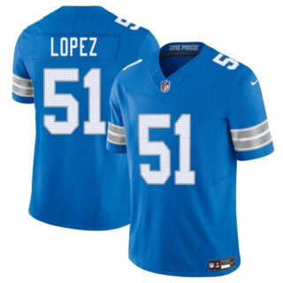 Men's Detroit Lions #51 Roy Lopez Blue 2025 F.U.S.E. Vapor Limited Stitched Jersey