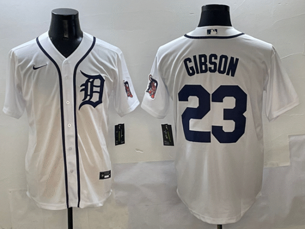 Men's Detroit Tigers #23 Kirk Gibson White Cool Base Stitched Baseball Jersey