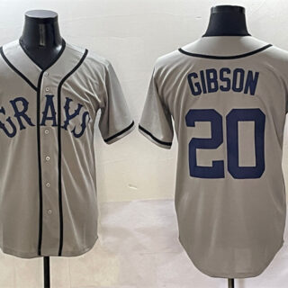Men's Homestead Grays #20 Josh Gibson Gray Stitched Baseball Jersey