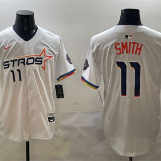 Men's Houston Astros #11 Cam Smith White 2025 City Connect Limited Stitched Baseball Jersey