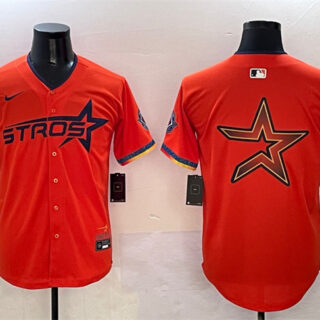 Men's Houston Astros Team Big Logo Orange 2025 City Connect With Texas Patch Limited Stitched Baseball Jerseys