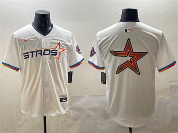 Men's Houston Astros Team Big Logo White 2025 City Connect Limited Stitched Baseball Jerseys