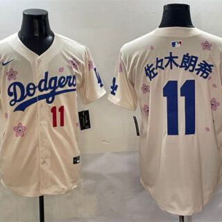 Men's Los Angeles Dodgers #11 Roki Sasaki Cream 2025 Tokyo Series Limited Stitched Baseball Jersey
