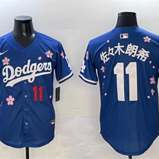 Men's Los Angeles Dodgers #11 Roki Sasaki Royal 2025 Tokyo Series Limited Stitched Baseball Jersey