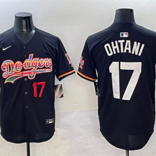 Men's Los Angeles Dodgers #17 Shohei Ohtani Black Mexico Limited Stitched Baseball Jersey