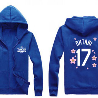 Men's Los Angeles Dodgers #17 Shohei Ohtani Royal 2025 Tokyo Series Full-Zip Hoodie