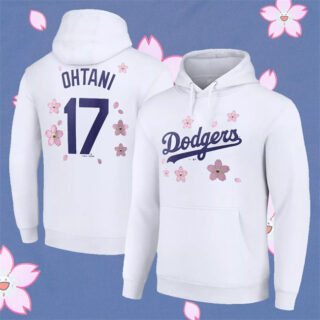 Men's Los Angeles Dodgers #17 Shohei Ohtani White 2025 Tokyo Series Pullover Hoodie