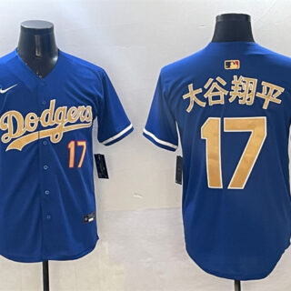 Men's Los Angeles Dodgers #17 Shohei Ohtani Royal 2025 Gold Collection Limited Stitched Baseball Jersey