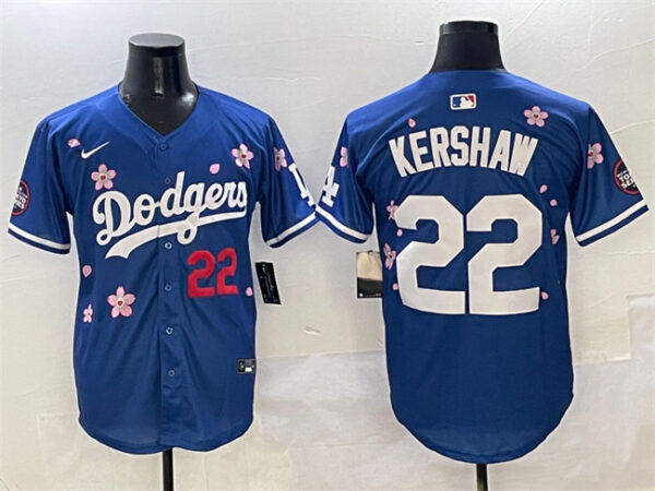 Men's Los Angeles Dodgers #22 Clayton Kershaw Royal 2025 Tokyo Series Limited Stitched Baseball Jersey