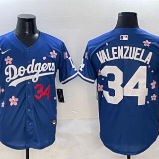 Men's Los Angeles Dodgers #34 Fernando Valenzuela Royal 2025 Tokyo Series Limited Stitched Baseball Jersey