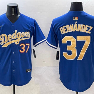 Men's Los Angeles Dodgers #37 Teoscar Hernandez Royal 2025 Gold Collection Limited Stitched Baseball Jersey