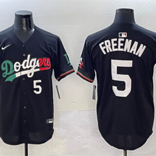 Men's Los Angeles Dodgers #5 Freddie Freeman Black Mexico Flag Limited Stitched Baseball Jersey