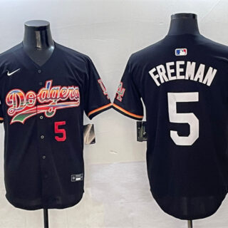 Men's Los Angeles Dodgers #5 Freddie Freeman Black Mexico Limited Stitched Baseball Jersey