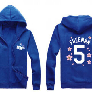 Men's Los Angeles Dodgers #5 Freddie Freeman Royal 2025 Tokyo Series Full-Zip Hoodie