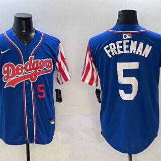 Men's Los Angeles Dodgers #5 Freddie Freeman Royal Limited Stitched Baseball Jersey