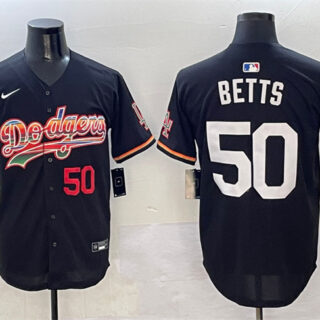 Men's Los Angeles Dodgers #50 Mookie Betts Black Mexico Limited Stitched Baseball Jersey