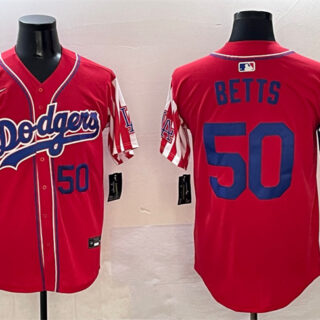 Men's Los Angeles Dodgers #50 Mookie Betts Red Limited Stitched Baseball Jersey
