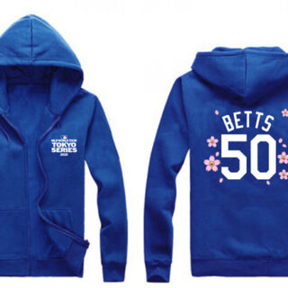 Men's Los Angeles Dodgers #50 Mookie Betts Royal 2025 Tokyo Series Full-Zip Hoodie