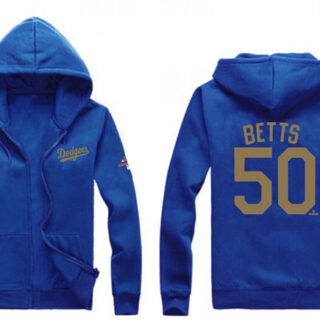 Men's Los Angeles Dodgers #50 Mookie Betts Royal Gold 2024 World Series Champions Full-Zip Hoodie