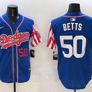 Men's Los Angeles Dodgers #50 Mookie Betts Royal Limited Stitched Baseball Jersey