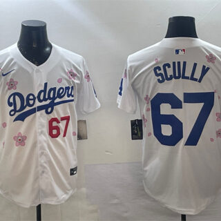 Men's Los Angeles Dodgers #67 Vin Scully White 2025 Tokyo Series Limited Stitched Baseball Jersey