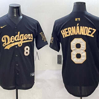 Men's Los Angeles Dodgers #8 Enrique Hernandez Black Gold Limited Stitched Baseball Jersey