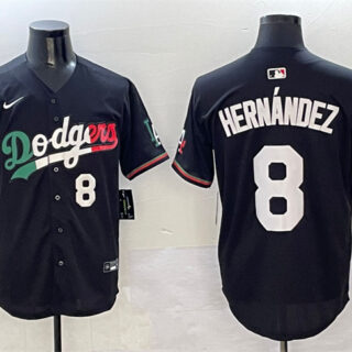 Men's Los Angeles Dodgers #8 Enrique Hernandez Black Mexico Flag Limited Stitched Baseball Jersey