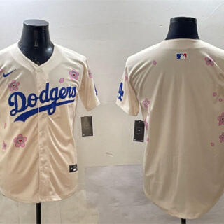 Men's Los Angeles Dodgers Blank Cream 2025 Tokyo Series Limited Stitched Baseball Jersey