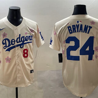 Men's Los Angeles Dodgers Front #8 Back #24 Kobe Bryant Cream 2025 Tokyo Series Limited Stitched Baseball Jersey