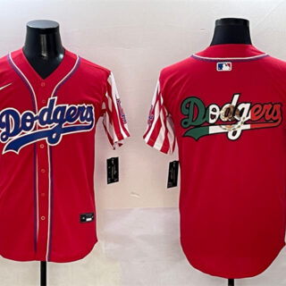 Men's Los Angeles Dodgers Team Big Logo Red Limited Stitched Baseball Jersey 003